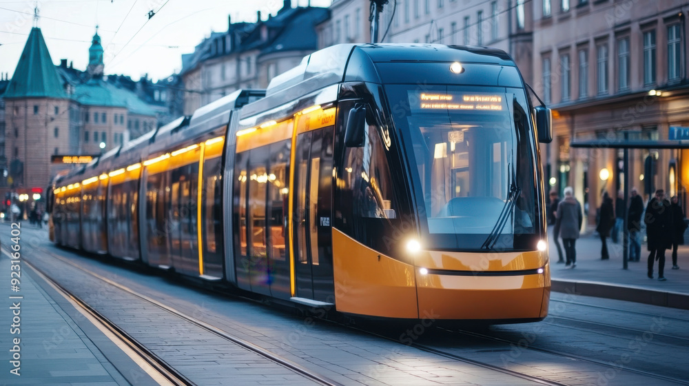 Naklejka premium Smart public transport networks in Sweden: Enhancing urban mobility,
