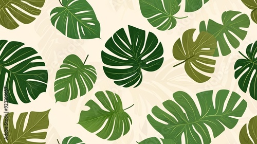 Vibrant green leaves create a lush pattern, bringing a tropical feel to any design. Ideal for nature-themed projects.