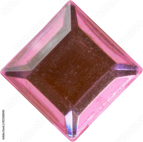 Obraz na płótnie Pink square jewels sticker isolated on white background