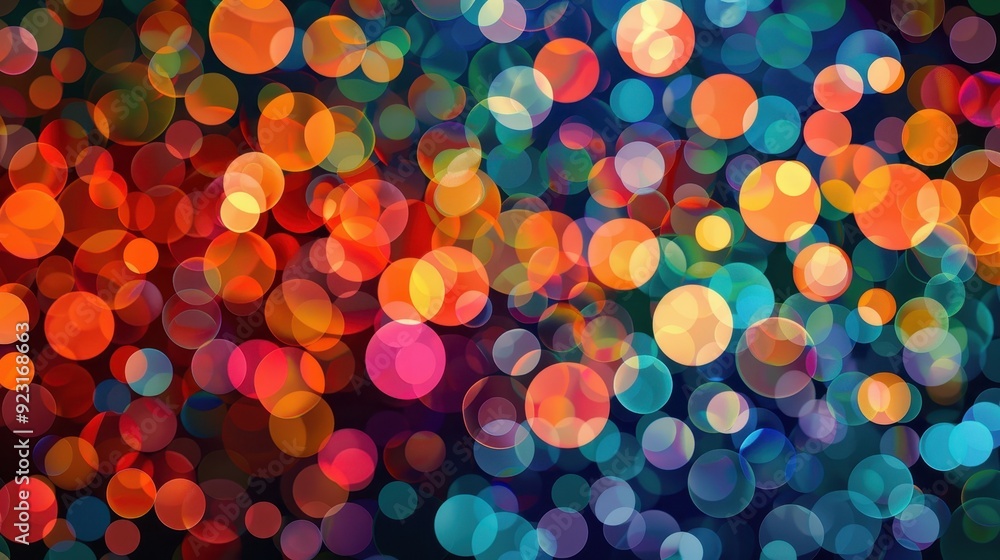 A multitude of colorful bokeh lights illuminates the night, creating a joyful and festive atmosphere A multitude of colorful bokeh lights illuminates the night, creating a joyful and festive atmosphere