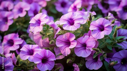 A photo of a bed of pansies