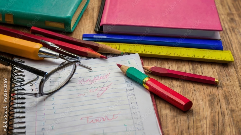 Creative composition with school supplies Creative composition with school supplies