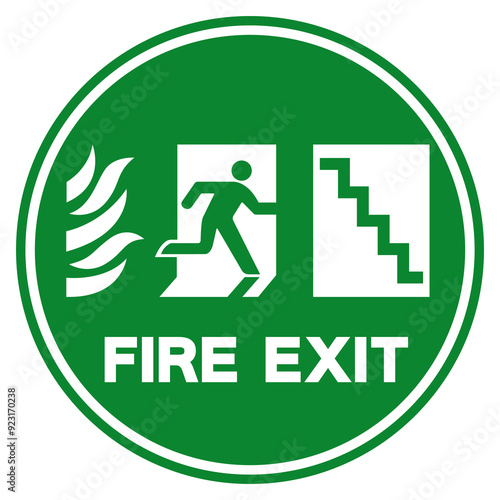 Fire Exit Stair Right Symbol Sign, Vector Illustration, Isolate On White Background Label. EPS10