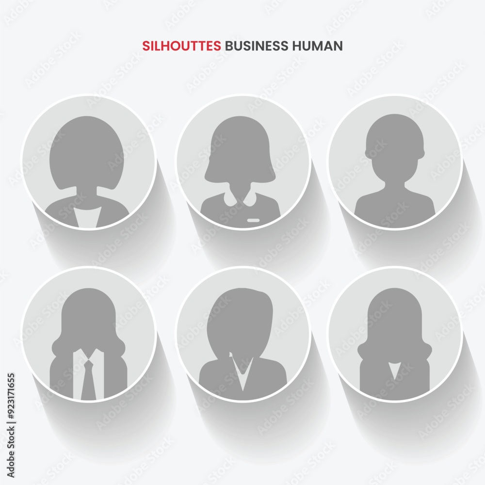 Flat design Business avatars , shadow profile icons set Flat design Business avatars , shadow profile icons set