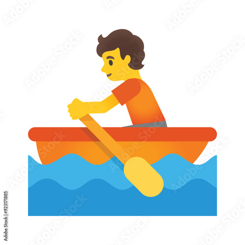 Adobe IllustratoPerson Rowing Boat vector icon. Isolated sport sign. Sticker of small rowboat suitable for a small number of people.r Artwork