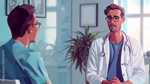 Doctor talking with worried patient, AI Generative photo