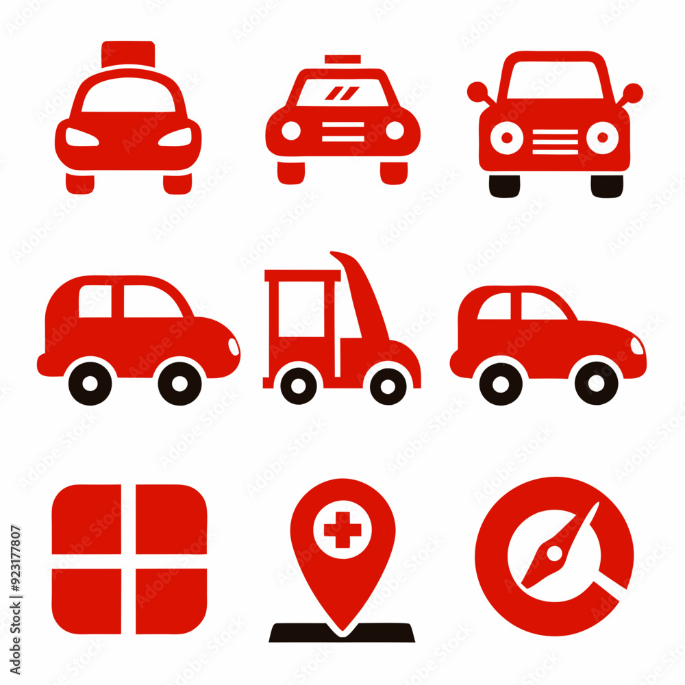 Automobile and Vehicle icons isolated silhouette vector art illustration Automobile and Vehicle icons isolated silhouette vector art illustration