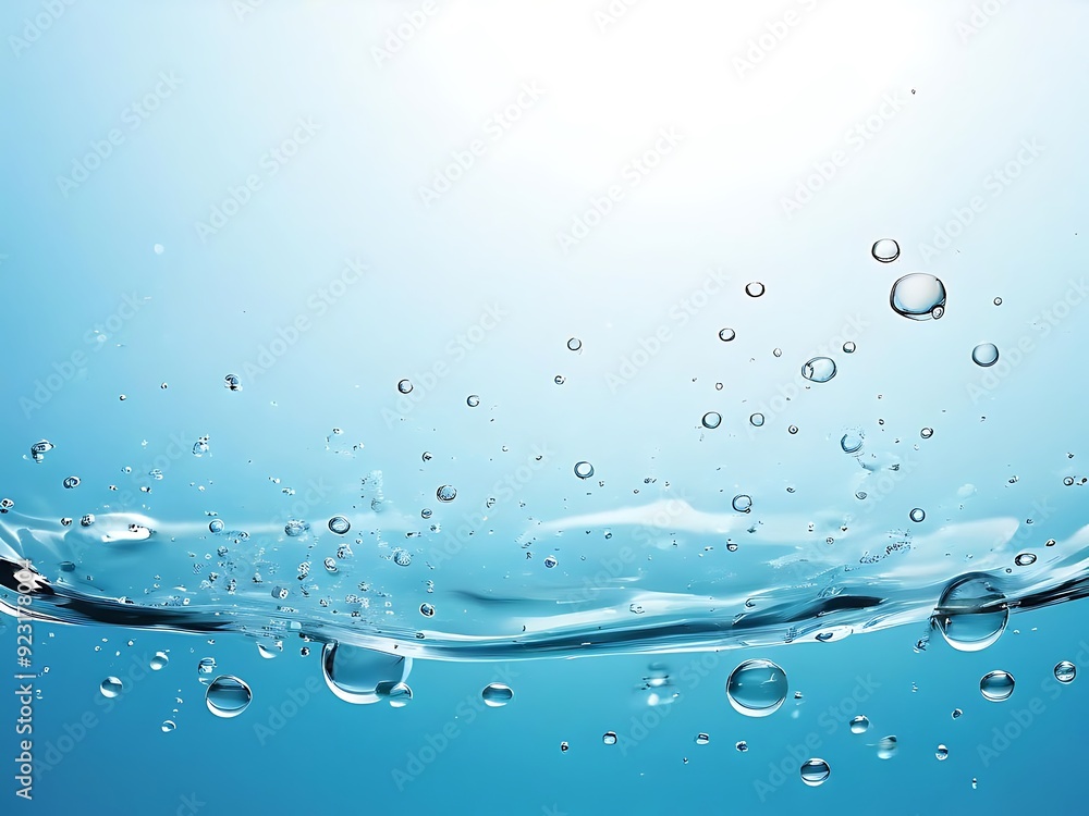 Water and air bubbles over white background with space Water and air bubbles over white background with space