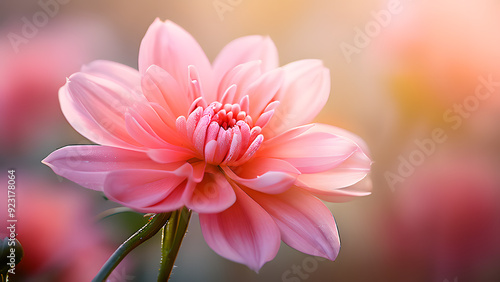 there is a pink flower that is in the middle of a field