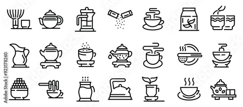 Tea ceremony icons set