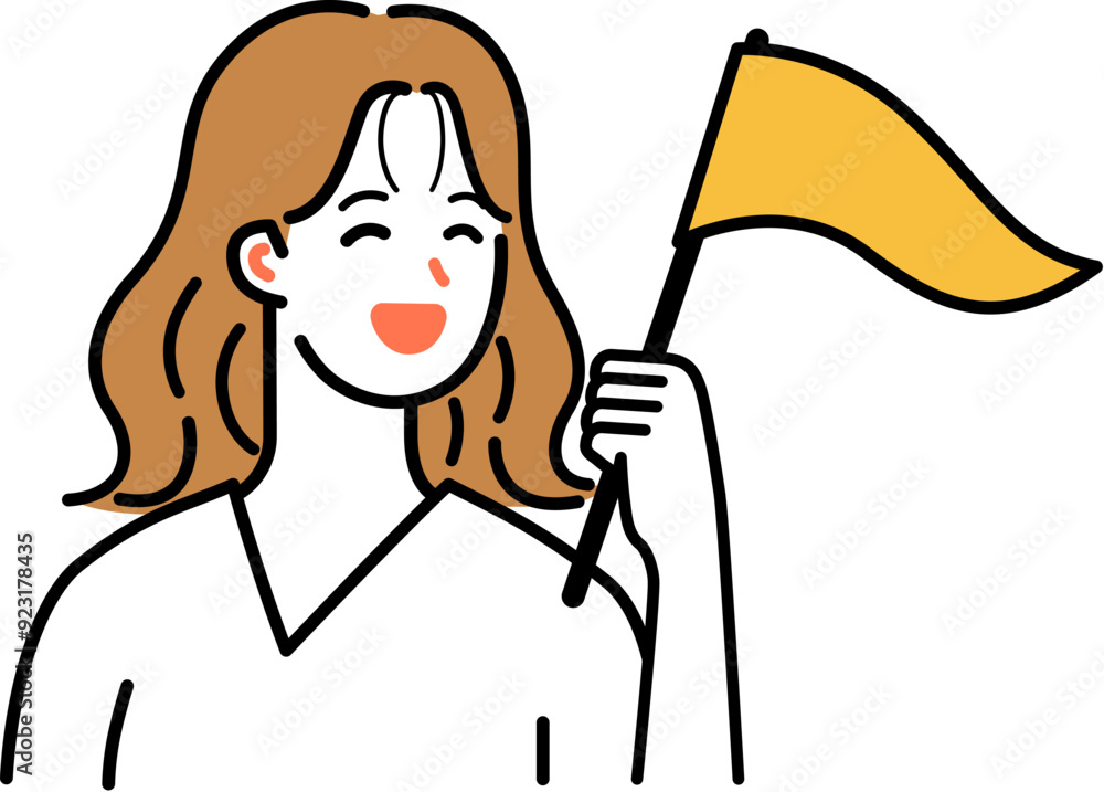 Fototapeta premium 応援する女性のイラスト