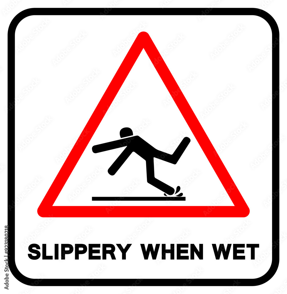 Slippery When Wet Symbol Sign,Vector Illustration, Isolate On White Background Label. EPS10 Slippery When Wet Symbol Sign,Vector Illustration, Isolate On White Background Label. EPS10