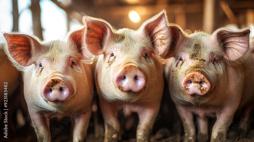 Many adult pigs at a pig farm Livestock breeding Meat industry and agriculture. with copy space image. Place for adding text or design Many adult pigs at a pig farm Livestock breeding Meat industry and agriculture. with copy space image. Place for adding text or design