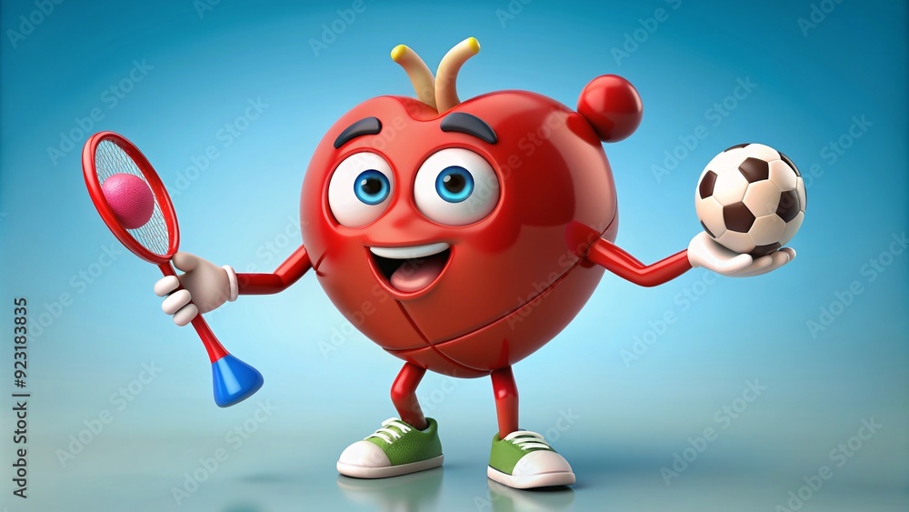 Artistical of a cute cartoon strong human heart exercising in various sports activities, cute, cartoon, strong Artistical of a cute cartoon strong human heart exercising in various sports activities, cute, cartoon, strong