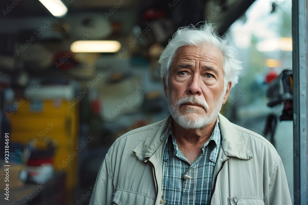 there is a man standing in a garage looking at the camera there is a man standing in a garage looking at the camera