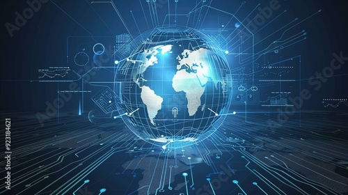 Digital globe with circuit board design, representing global connectivity.