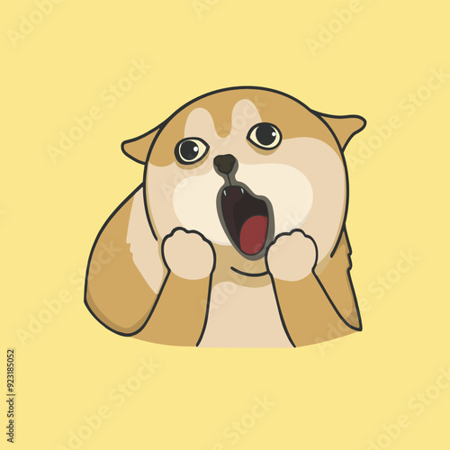 Shocking Dog Meme Vector Cartoon Cute Illustration Transparent Background