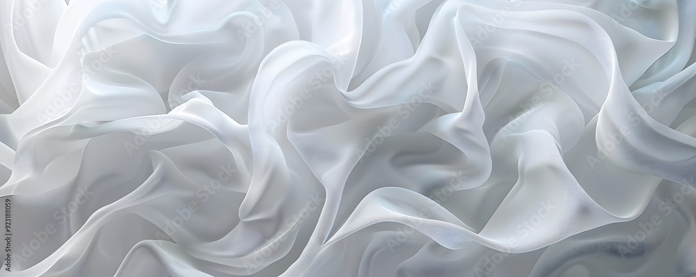 Abstract Texture of White Fabric with Smooth, Flowing Curves Abstract Texture of White Fabric with Smooth, Flowing Curves