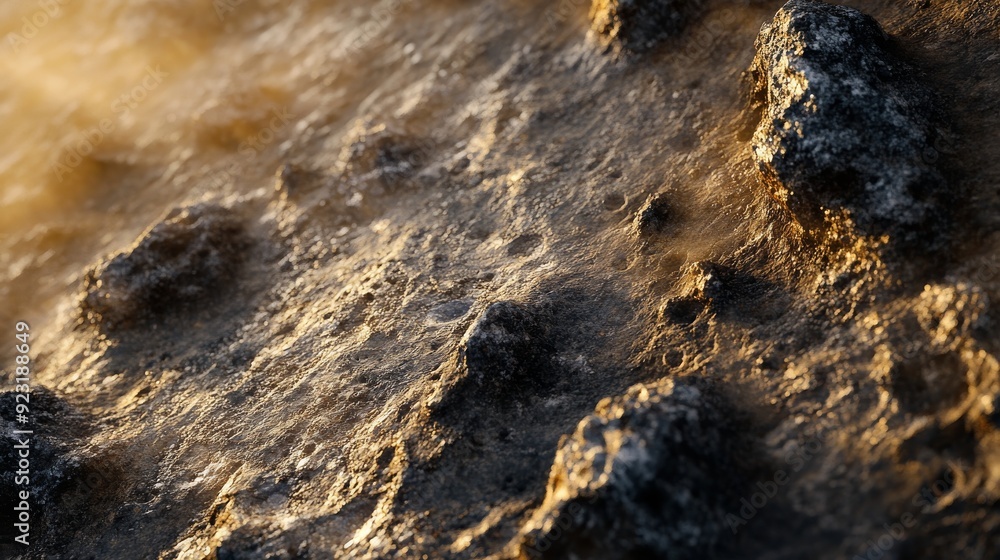 Close-Up of a Rocky Surface with Golden Light Close-Up of a Rocky Surface with Golden Light