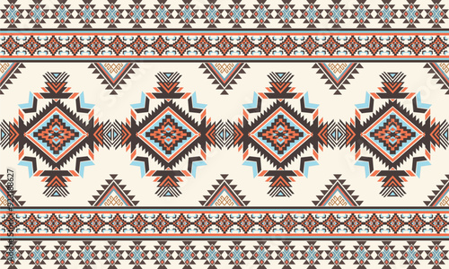 Navajo tribal vector seamless pattern. Native American ornament. Ethnic South Western decor style. Boho geometric ornament. Vector seamless pattern. Mexican blanket, rug. Woven carpet illustration photo