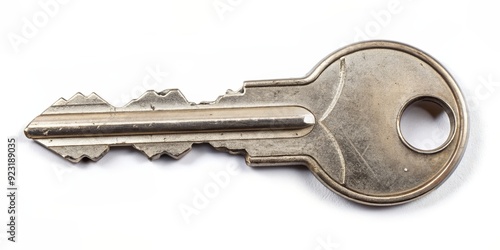 A broken key lying on a white surface , damaged, old, metal, security, lock, access, lost, forgotten, locksmith, repair