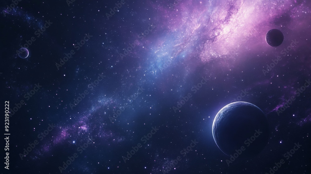 Obraz premium Cosmic Symphony: Planets and Nebulae Dance in the Night Sky
