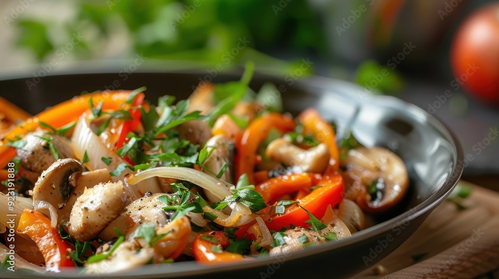 Sautéed Button Mushrooms with Onions and Peppers Sautéed Button Mushrooms with Onions and Peppers