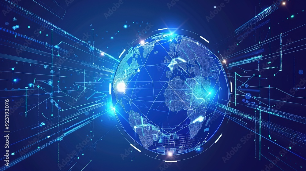 Futuristic digital globe with connecting lines. Futuristic digital globe with connecting lines.