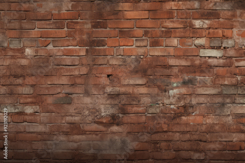 Processed collage of obsolete red brock masonry wall texture. Background for banner, backdrop