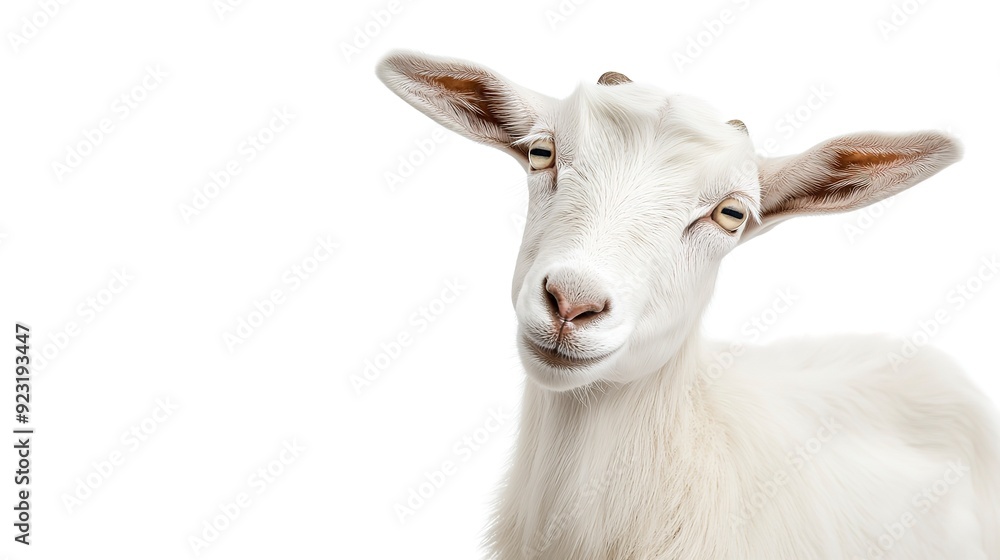 Curious White Goat Staring - Isolated white background. Curious White Goat Staring - Isolated white background.