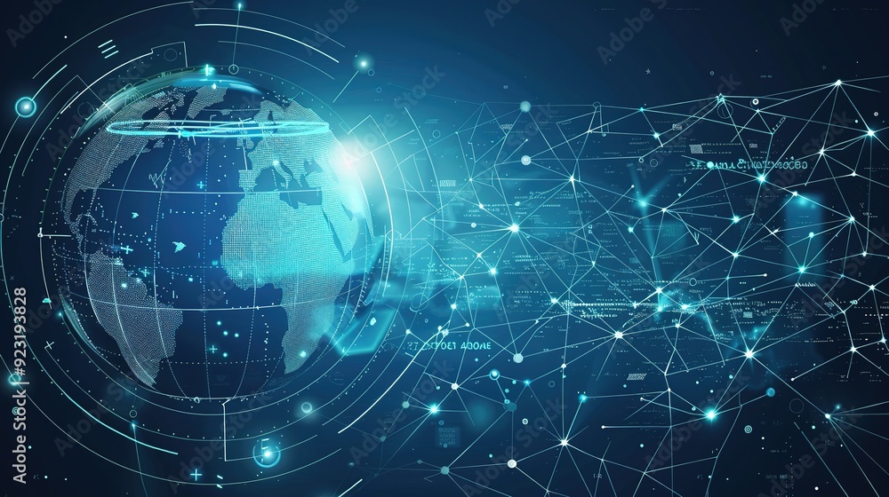 Futuristic digital globe with network connections. Futuristic digital globe with network connections.