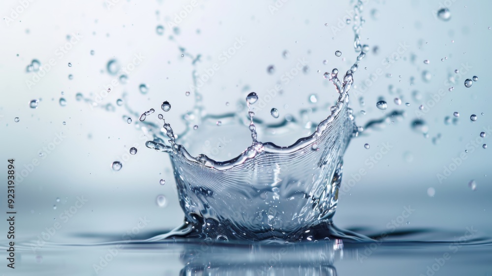 High-speed capture of water splashes and drops frozen against a plain white background, showcasing the ephemeral beauty and dynamic nature of liquid in motion. Suitable for projects requiring a vivid High-speed capture of water splashes and drops frozen against a plain white background, showcasing the ephemeral beauty and dynamic nature of liquid in motion. Suitable for projects requiring a vivid