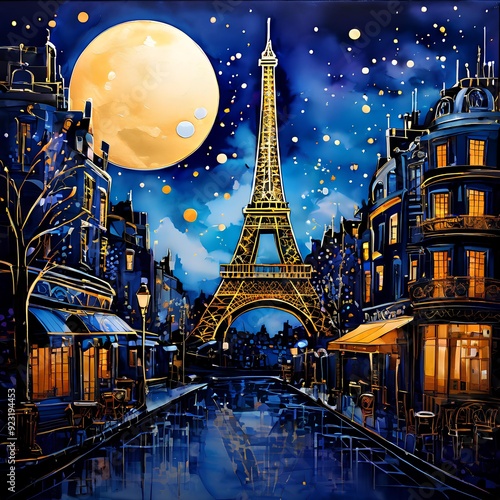 Watercolor Depiction of Parisian Night