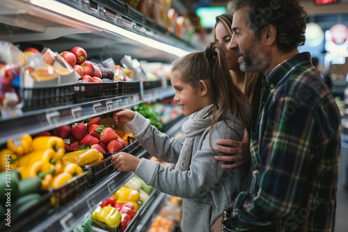 daughter go grocery shopping with parent photo