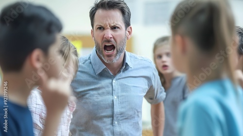 The teacher was furious with his students.,The man furious with children