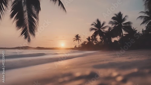 technology time concept tropical sea holiday coconut sunset beautiful tree palm vacation created beach ocean island nature sunrise sand