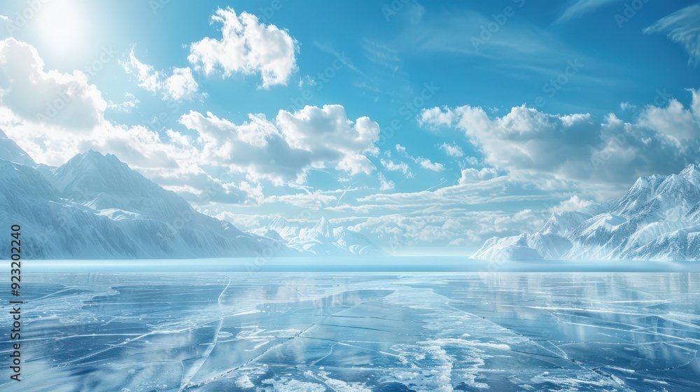 A beautiful blue sky with clouds and mountains in the background A beautiful blue sky with clouds and mountains in the background