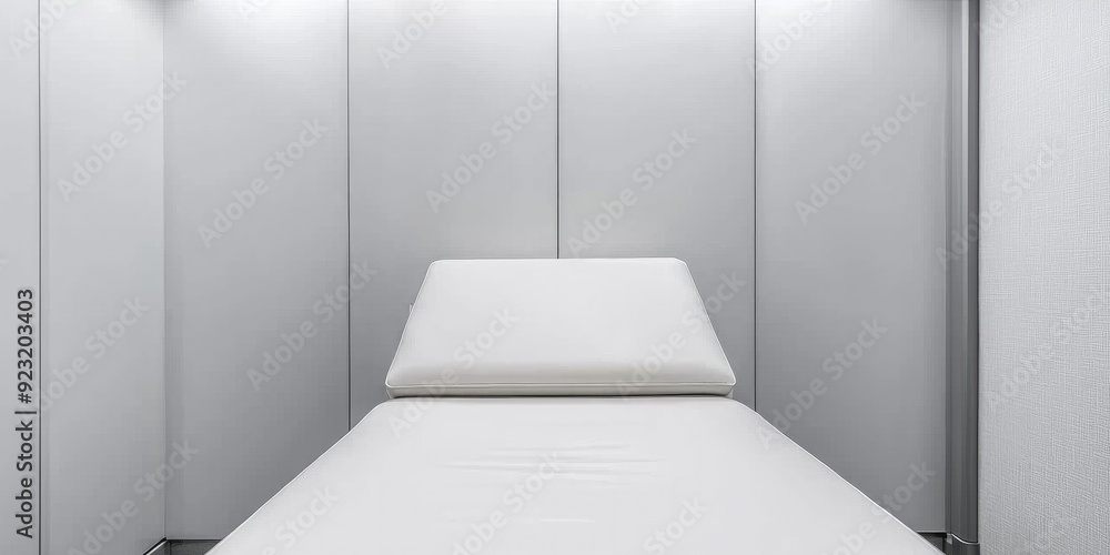 Contemporary clinic interior featuring empty patient rooms designed for comfort and recovery with an abstract touch