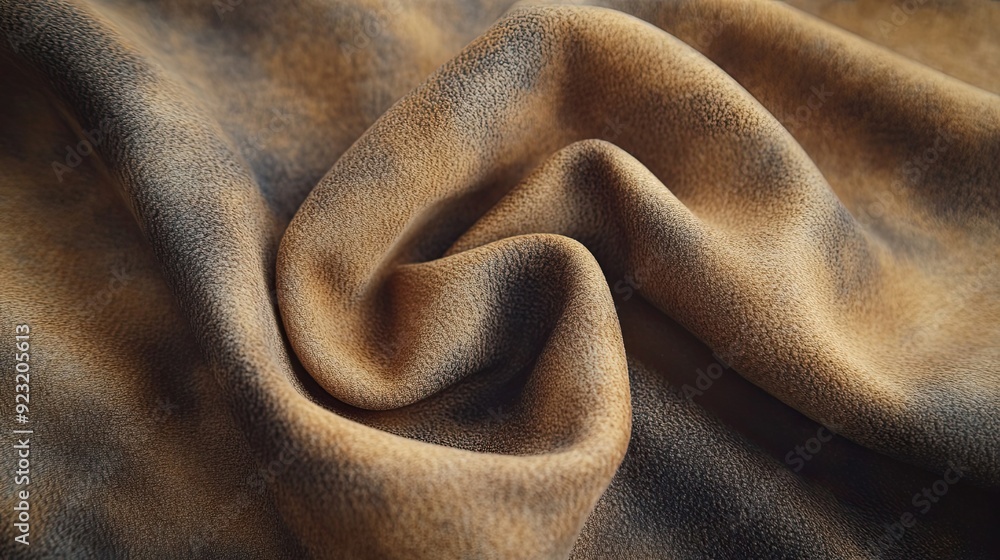 Close-up of a Textured Brown Fabric Folded in a Curved Shape Close-up of a Textured Brown Fabric Folded in a Curved Shape