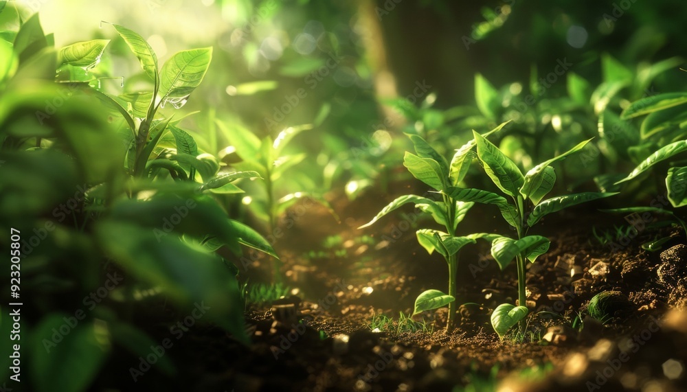 Plant Growing in Pot with Sunlight Plant Growing in Pot with Sunlight