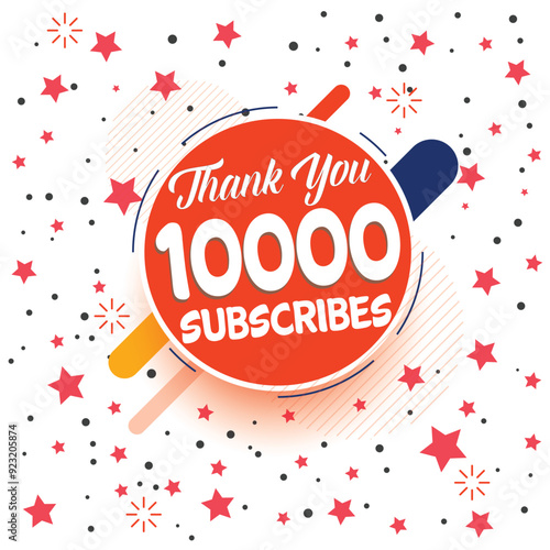 Thank you 10000 subscribers, 10K subscribers celebration modern colorful design, social media post
