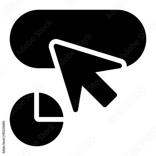 click through, rate, click rate, ctr, click ratio, click percentage solid or glyph icon