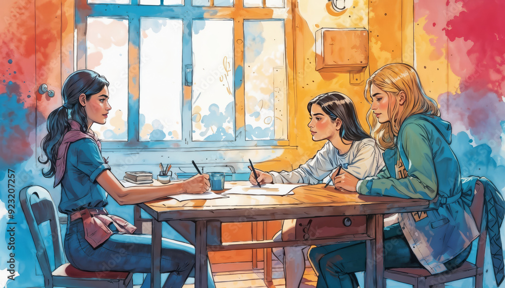 Students in the classroom and learning - back to school