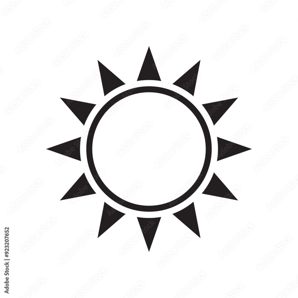 Sun icon, sun symbol isolated on white. Sun icon, sun symbol isolated on white.