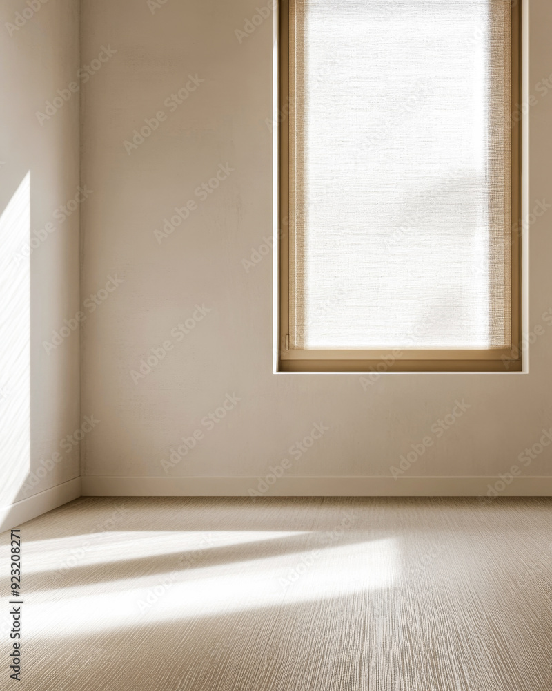 Elegant property interiors with a large window, natural lighting and contrasting shadows. Residential Real Estate interior design composition background or template. Elegant property interiors with a large window, natural lighting and contrasting shadows. Residential Real Estate interior design composition background or template.