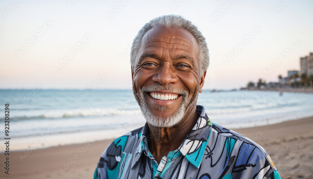 Portrait of a smiling black man by the beach Portrait of a smiling black man by the beach