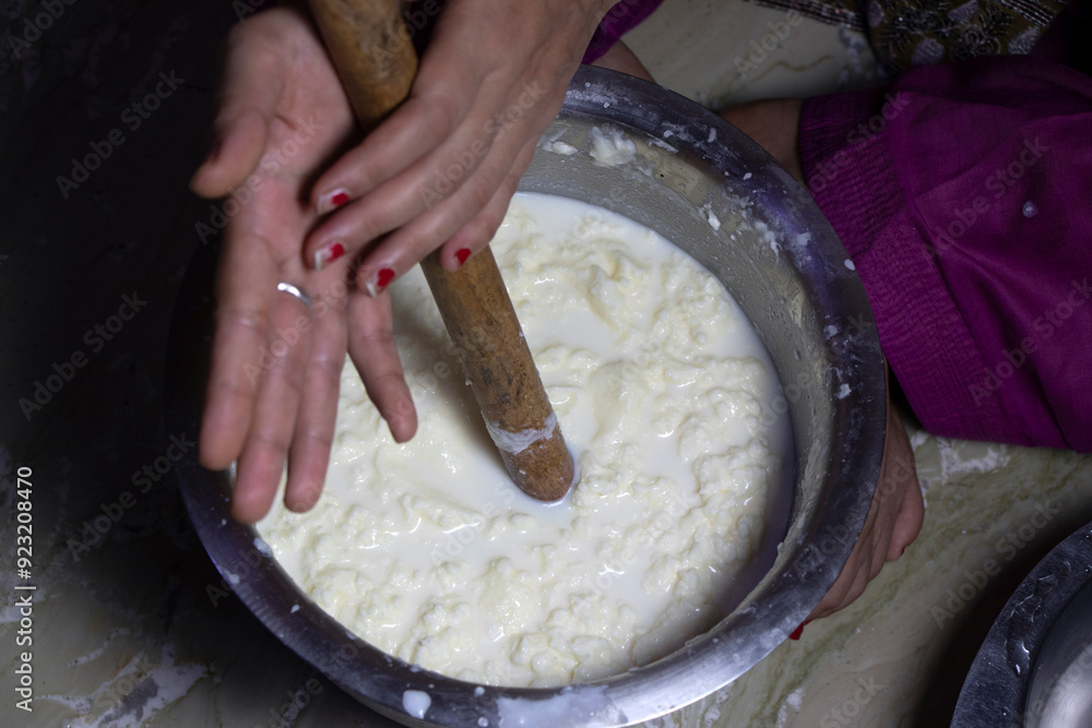 Fototapeta premium White butter made from cow milk.