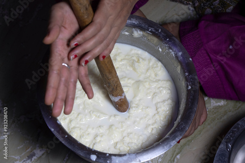 White butter made from cow milk.