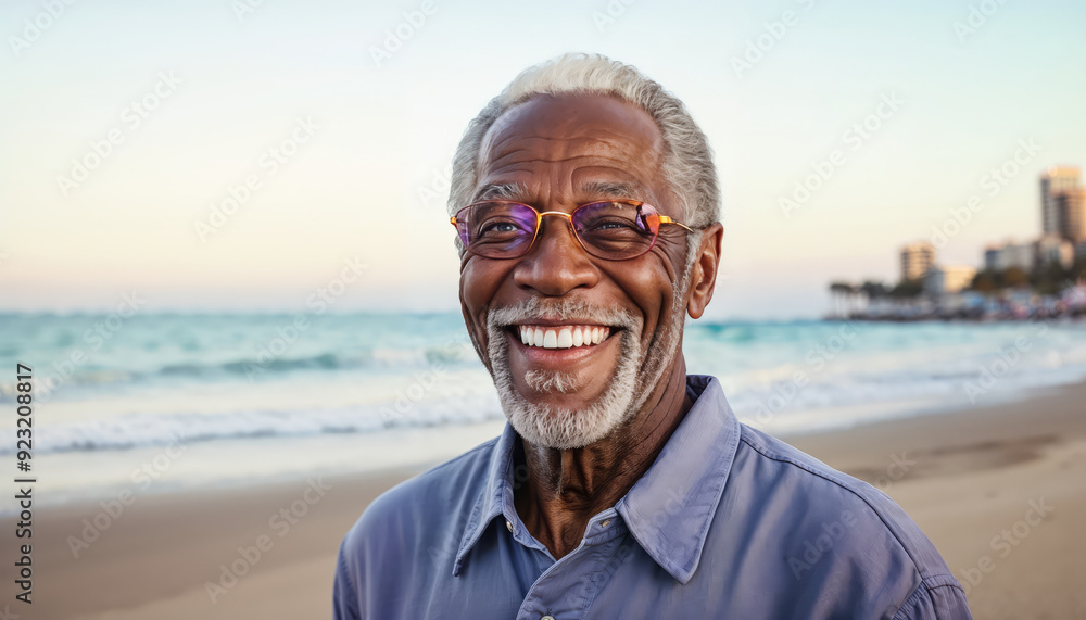 Portrait of a smiling black man by the beach Portrait of a smiling black man by the beach