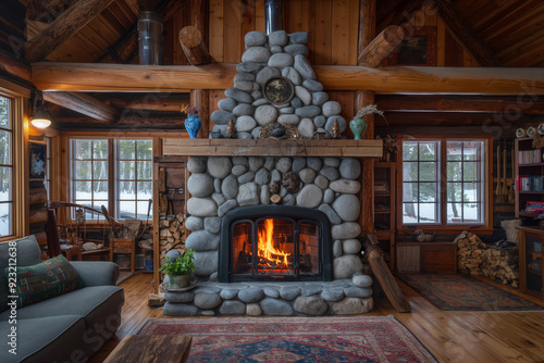 Cabin fireplace